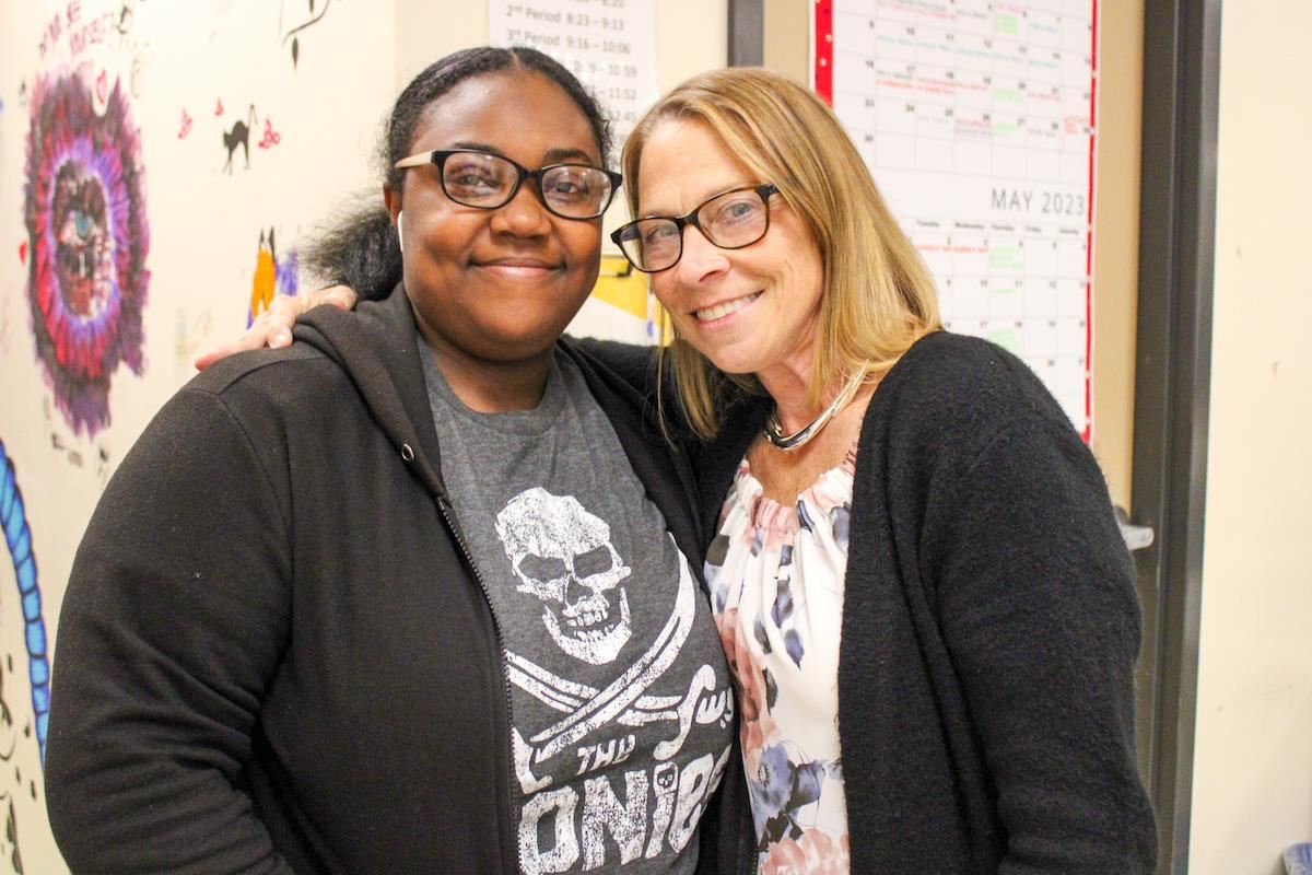 Nina Dent with student