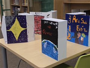 books standing on table