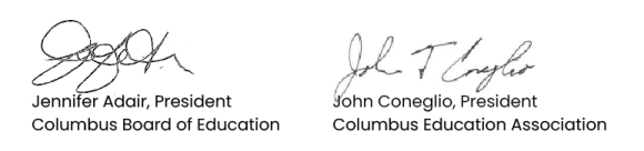 Signatures of Jennifer Adair and John Coneglio