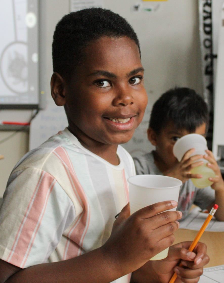 Student with lemonade