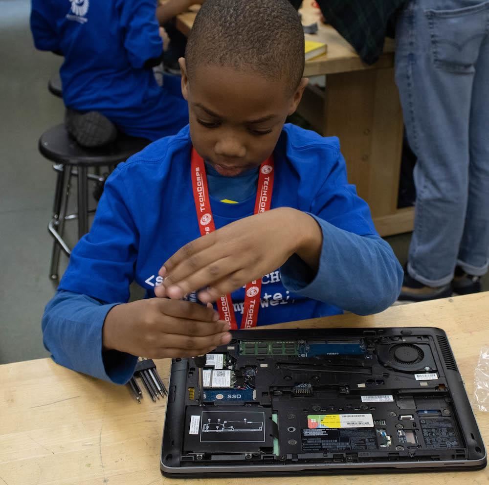 Georgian Heights student with technology