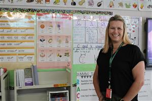 lindbergh teacher smiling at camera