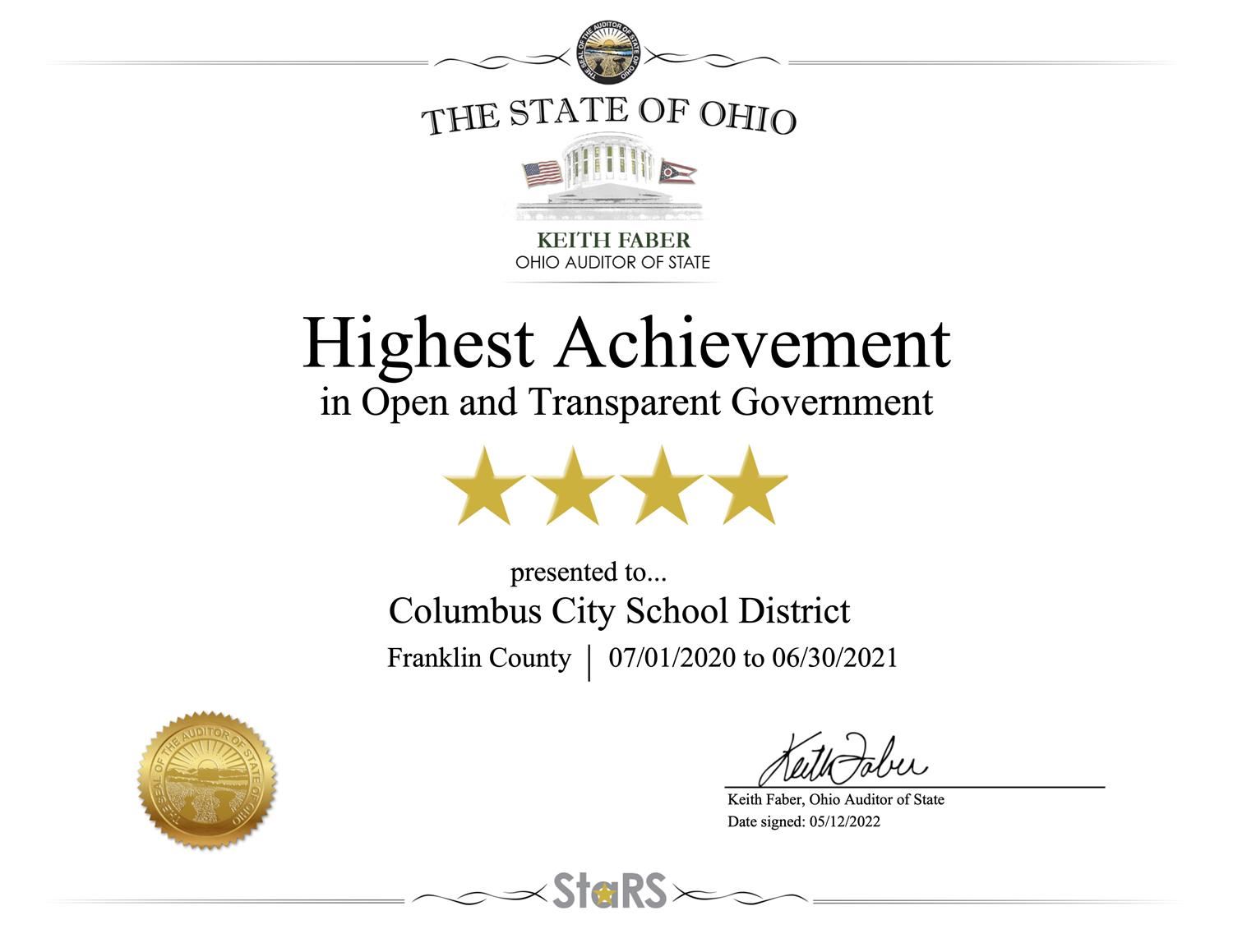 CCS Stars Certificate