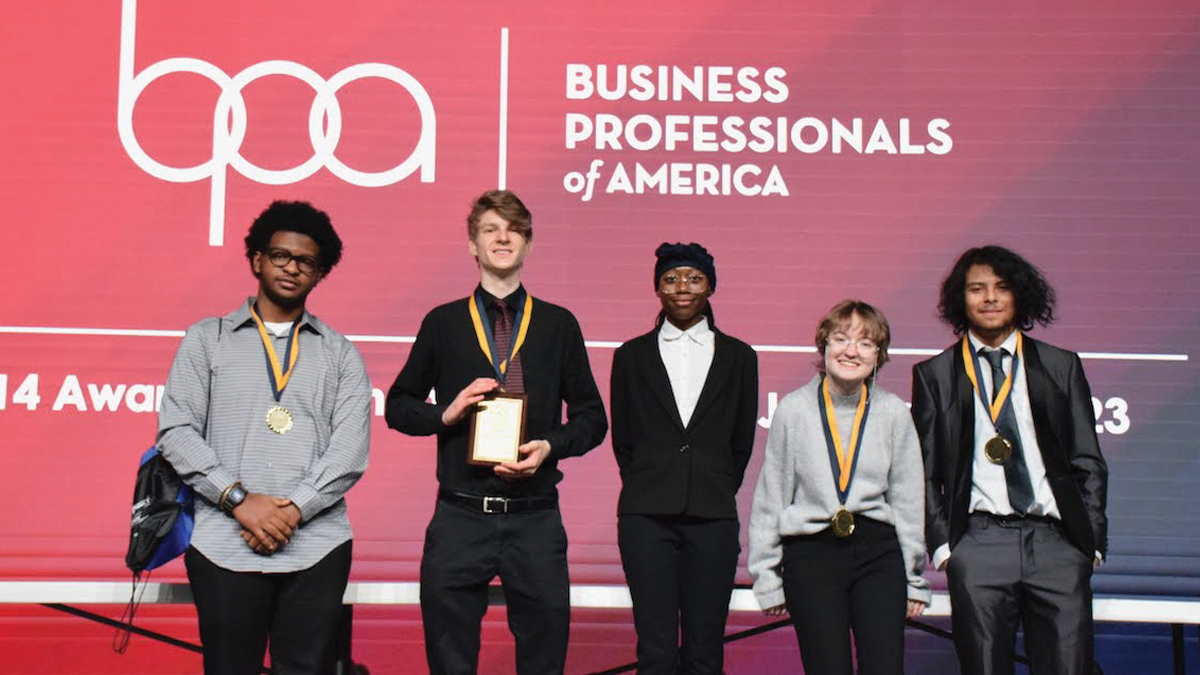 Students honored with an award by Business Professionals of America