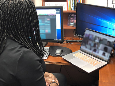  Dr. Dixon visits a virtual class at Oakmont Elementary