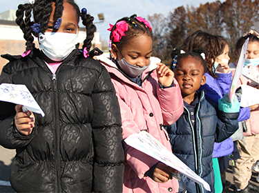  Students get ready to throw paper airplanes