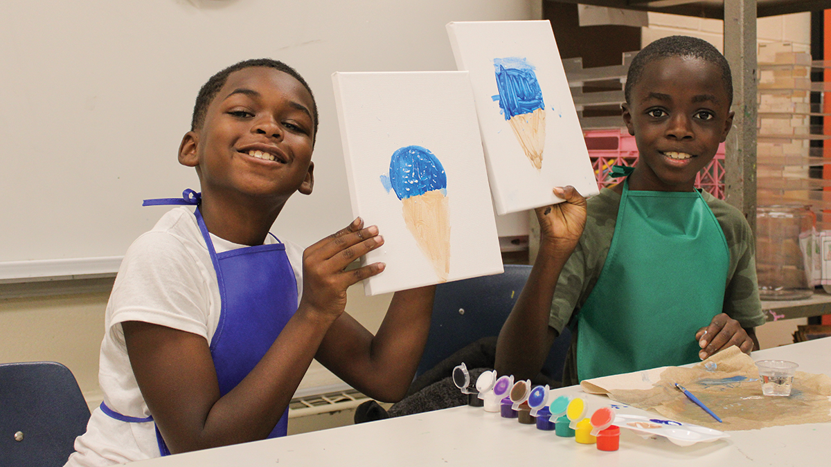  Students at Alpine Elementary working on cultural arts project