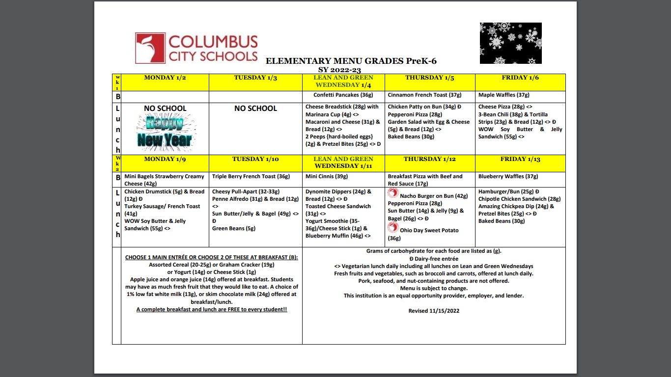 Lunch Menus / Lunch Menu