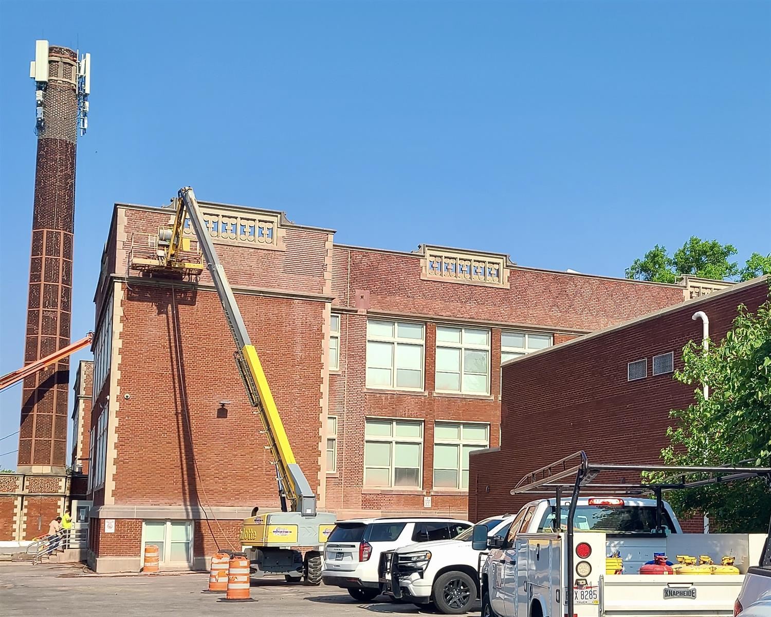 Crane on building