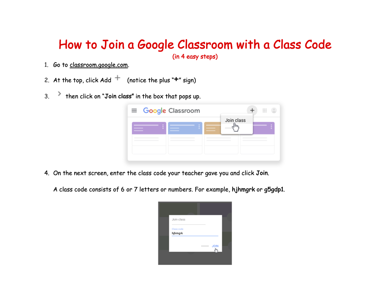 How to Join a Google Classroom with a Class Code 