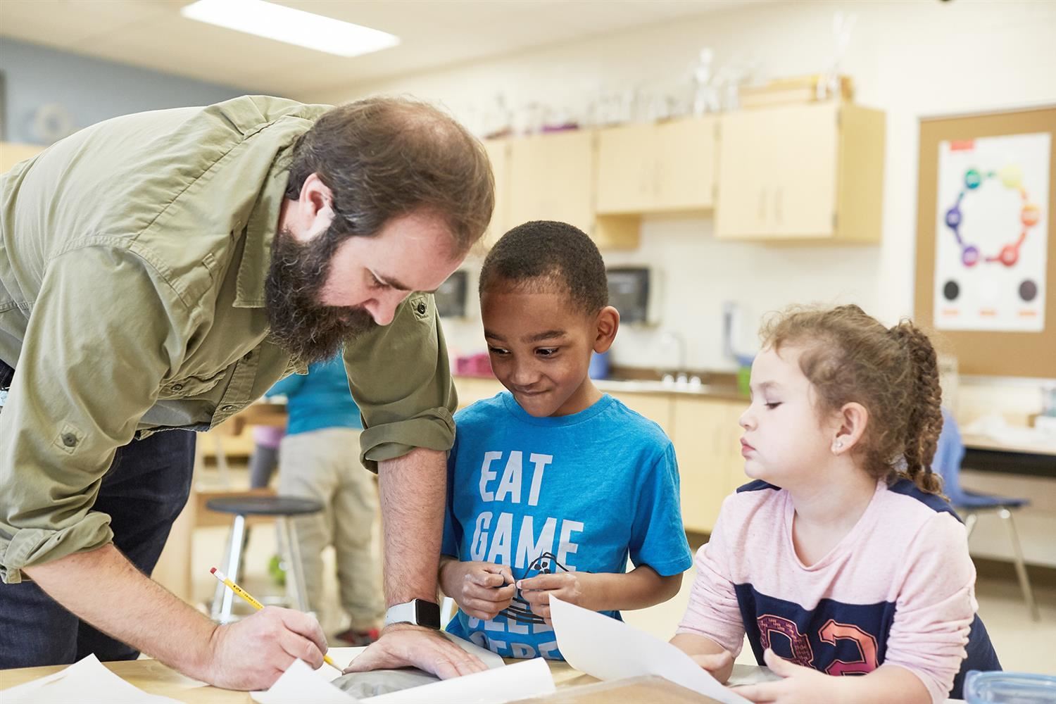 Teacher helps students