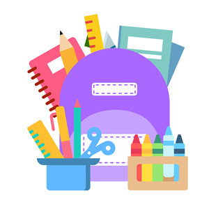 Clip Art Rendering of School Supplies 