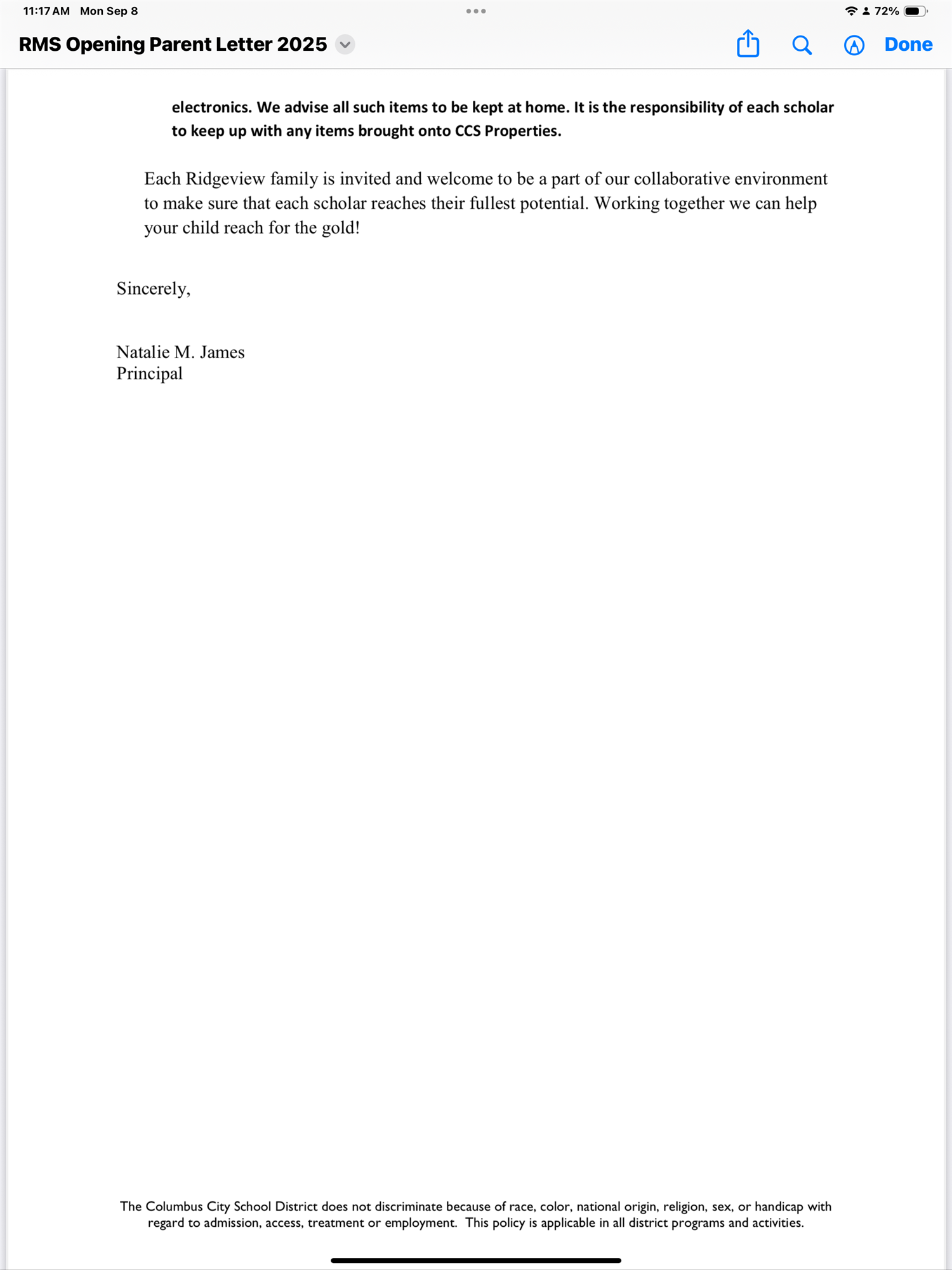 2025 Open Parent Letter