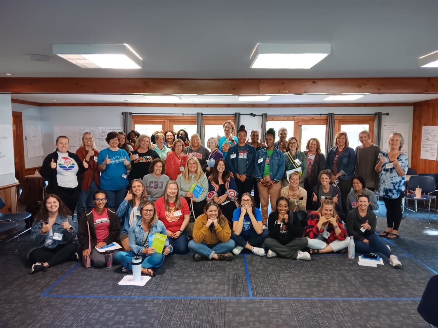 group of students at student-led restorative practices training