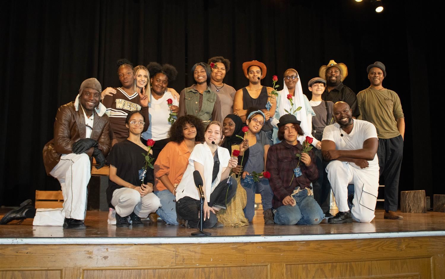 students on stage